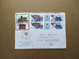 包邮《集邮品收藏：德国1984年建筑 青年节 旗帜邮票实寄封 商品如图》青山2312-18