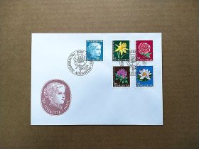 包邮《集邮品收藏：瑞士1964年女孩 植物花卉邮票首日封 商品如图》青山2312-18