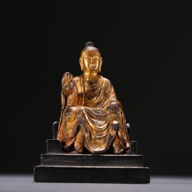 旧藏 铜鎏金释迦牟尼坐像