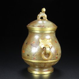 旧藏，和田玉错金瓶，