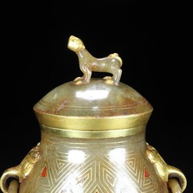 旧藏，和田玉错金瓶，