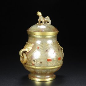 旧藏，和田玉错金瓶，