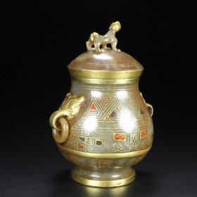 旧藏，和田玉错金瓶，