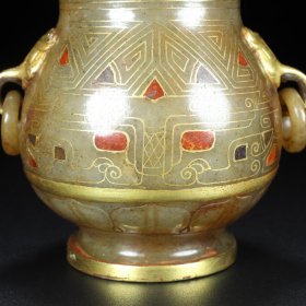 旧藏，和田玉错金瓶，