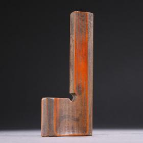 旧藏 老竹雕花卉纹印规。