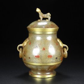 旧藏，和田玉错金瓶，