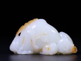 和田玉福寿双全寿桃摆件