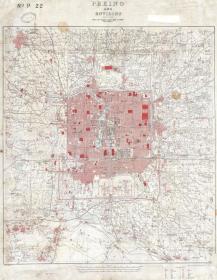 古地图1909 北京城区地图英国海军部战争手稿地图。纸本大小63.51*81.8厘米。宣纸艺术微喷复制。