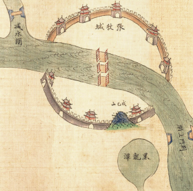古地图 清 佚名 京杭大运河图卷。纸本大小55.25*994.98厘米。宣纸艺术微喷复制