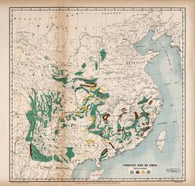 古地图1917 中国林业地图。纸本大小58.79*56.04厘米。宣纸艺术微喷复制