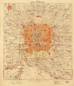 古地图1907 北京及周边地区 光绪二十六年。纸本大小74.27*86.17厘米。宣纸艺术微喷复制