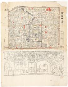 古地图1908 最新北京精细全图光绪三十四年印-京都大学。纸本大小76.82*98.08厘米。宣纸艺术微喷复制。