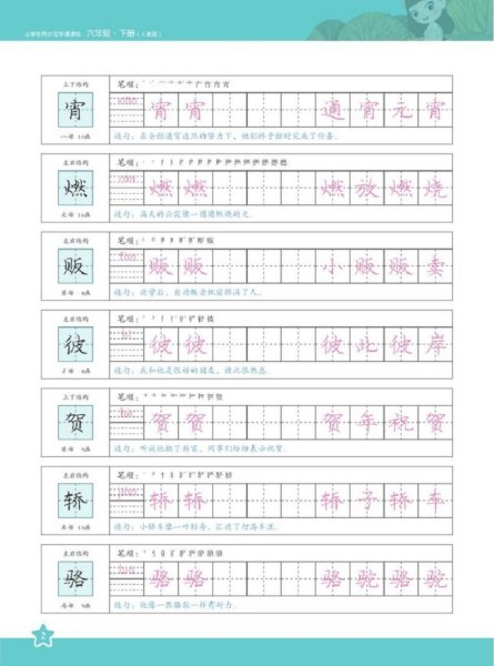 庞中华小学生同步写字课课练·六年级·下册（人教版）