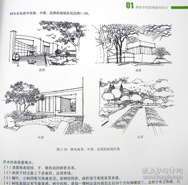 景观设计手绘表现 建筑设计 建筑景观手绘自学教程教材书籍 景观设计手绘线稿表现手绘效果图表现技法 风景园林景观设计手绘教程书