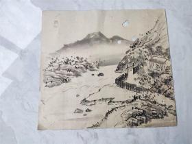 清代水墨山水人物图绘画小品