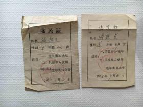 选民证-1956年、1965年迁安县2张