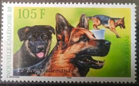 新喀里多尼亚2003年邮票 动物狗 世界上最聪明的五种犬之一 德国牧羊犬1全