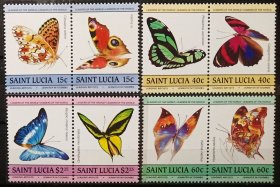 圣卢西亚1985年邮票  蝴蝶8全