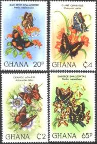 加纳1982年邮票 蝴蝶4全 新票 全品相如图
