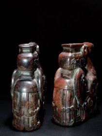 35_战汉古玉香炉朱雀玉炉一对·和田玉凤玉瓶，古玉熏香炉，玉质细腻温润，雕工犀利精湛；钙化包浆精美，成对难得，博物馆级藏品