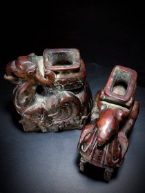 35_战汉古玉香炉朱雀玉炉一对·和田玉凤玉瓶，古玉熏香炉，玉质细腻温润，雕工犀利精湛；钙化包浆精美，成对难得，博物馆级藏品