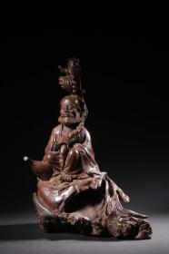 旧藏 黄花梨雕达摩摆件 尺寸：高24.4厘米，长18厘米，宽12.1厘米，重679克