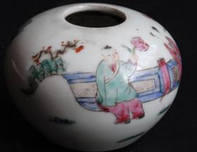 17老物件真品水盂古玩古董瓷器收藏清代同治年制底款人物纹水盂罐