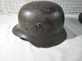 抗战国军m35钢盔原漆带标