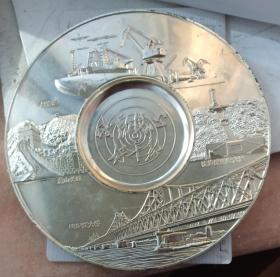 丹东市政行风精美奖盘（四大名胜，铜镀银，直径235毫米，1115克