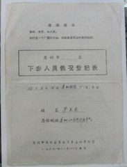 69年苏州市下乡人员情况登记表