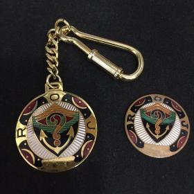 日制铜质珐琅钥匙扣装饰船锚图案贴章精美徽章