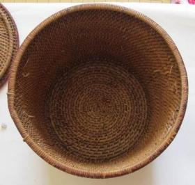 中华民国时期植物编织圆形藤编小篓茶壶套茶暖