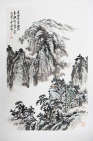 朱亦中山水作品
朱亦中，1948年生于杭州，字正则（逸中），号至公，别具南薰移主（榜春阁主）。系著名画家申石伽先生入室弟子。现为一级美术师、浙江省中国花鸟画家协会会员、浙江省国际书画交流协会会员、浙江六合画院副院长、杭州市美术家协会会员、杭州西子画院副院长、杭州黄宾虹书画研究会理事、杭州钱塘书画社社员。