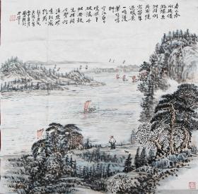 盛传耕山水作品
盛传耕 1940年生，山水画家，杭州人。号田园主人。少时得著名书画家周启人先生启蒙，1962年毕业于杭州艺专美术系，师承著名金石书画家余任天先生，并得到著名金石书画家韩登安、郑仁山、周天初等先生指点。