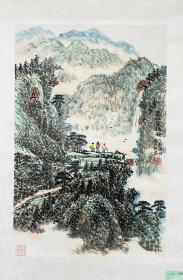 盛传耕山水作品。
盛传耕 1940年生，山水画家，杭州人。号田园主人。少时得著名书画家周启人先生启蒙，1962年毕业于杭州艺专美术系，师承著名金石书画家余任天先生，并得到著名金石书画家韩登安、郑仁山、周天初等先生指点。