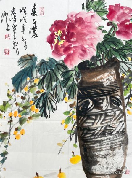 国画作品 《春正浓》丨缪宏波，1973年生于杭州，祖籍浙江温州苍南。1996年毕业于中国美术学院国画系花鸟专业，现为杭州画院副院长，杭州市美术家协会副主席兼秘书长，国家一级美术师，浙江省国际美术交流协会常务理浙江大学艺术学院（系）客座教授。