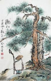 国画作品《听松》 丨 刘一丁 毕业于杭州大学中文系。现为浙江日报报业集团高级编辑、《美术报》总监、杭州市美术家协会副主席、浙江省美术家协会会员、浙江省漫画家协会副主席、浙江省人物画研究会理事、浙江开明画院副院长。
