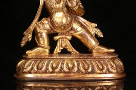 藏传铜鎏金金刚手菩萨造像