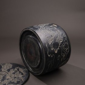 旧藏端石“园筒”盖砚“春韵”