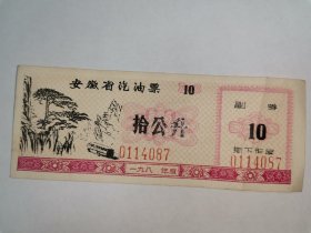 80年代安徽省汽油票10公升