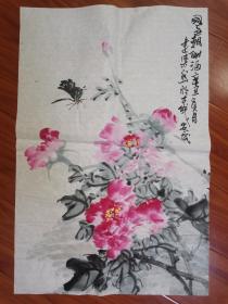 安徽名家国画“国色朝酣酒"一幅，69*46cm，