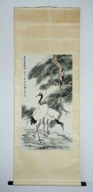 陈幼华（浙江台州著名书画，陆俨少弟子）1988年作品《清溪双鹤图》