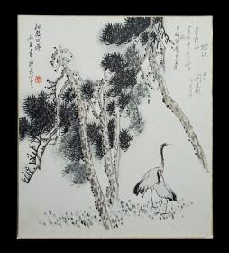 李钟录（鲁迅美术学院教授、硕士研究生导师）1986年日本卡纸《松鹤延年》