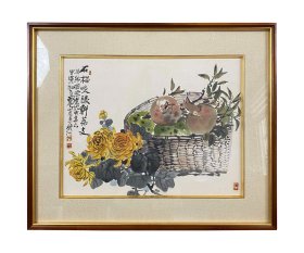 碧河 宋桂一（韩国著名书画家，教授）1974年作品《石榴图》原框