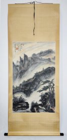 赵峻山（江苏南京著名书画家，徐悲鸿门生）1988年作品《高山野寺》