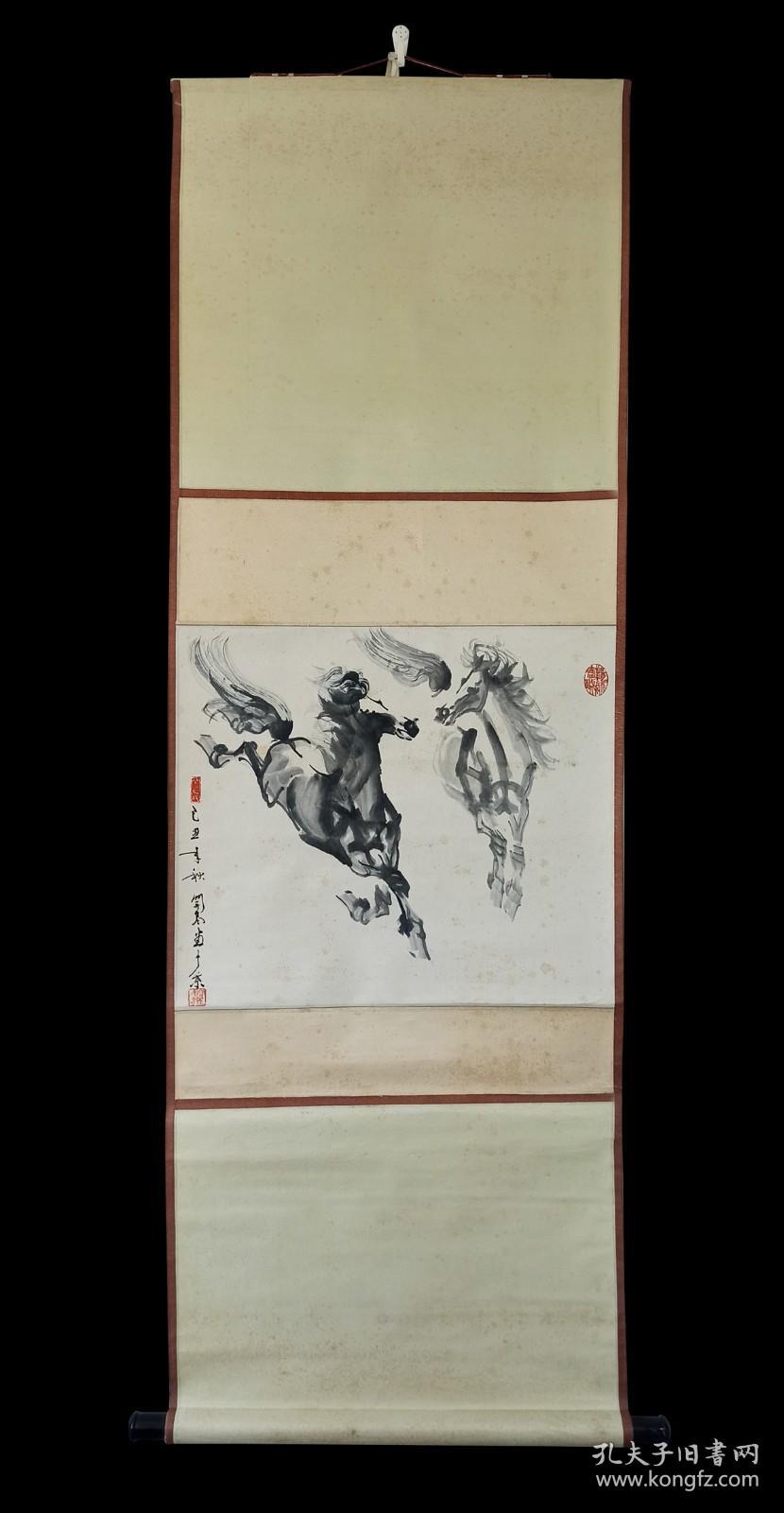 刘开基（新疆美术界杰出的艺术家，美术教育家）1985年作品《草原双骏》