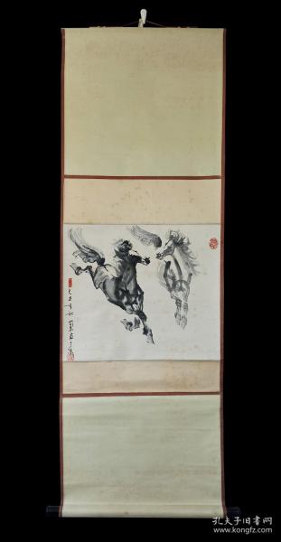 刘开基（新疆美术界杰出的艺术家，美术教育家）1985年作品《草原双骏》