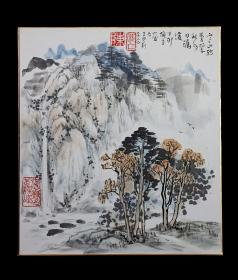 陈雄立（李苦禅弟子，北京著名书画家）1987年日本卡纸《秋景》
