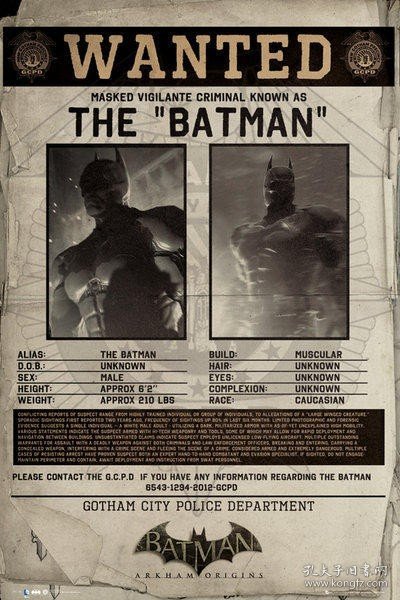 【*线上游戏海报】蝙蝠侠 : 阿卡汉始源 Batman Origins (Wanted) ~*