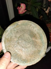 汉代老绿釉陶盘